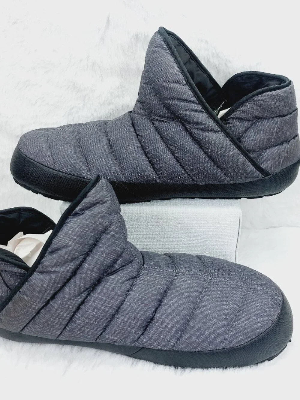 The North Face Men's Gray Thermoball Traction Puff Slip-On Winter Boot Size 14
